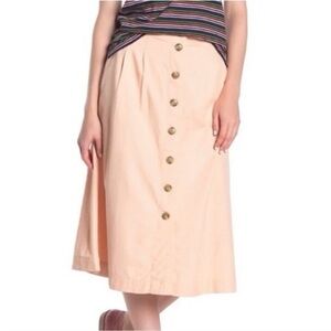 Madewell Button-Down Midi Skirt in Peachy-Pink color